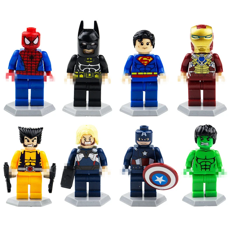 

8Pcs/Set Building Blocks Super Hero Action Figures Children's Toys Spell Inserting Building Blocks Doll Gifts For Kids