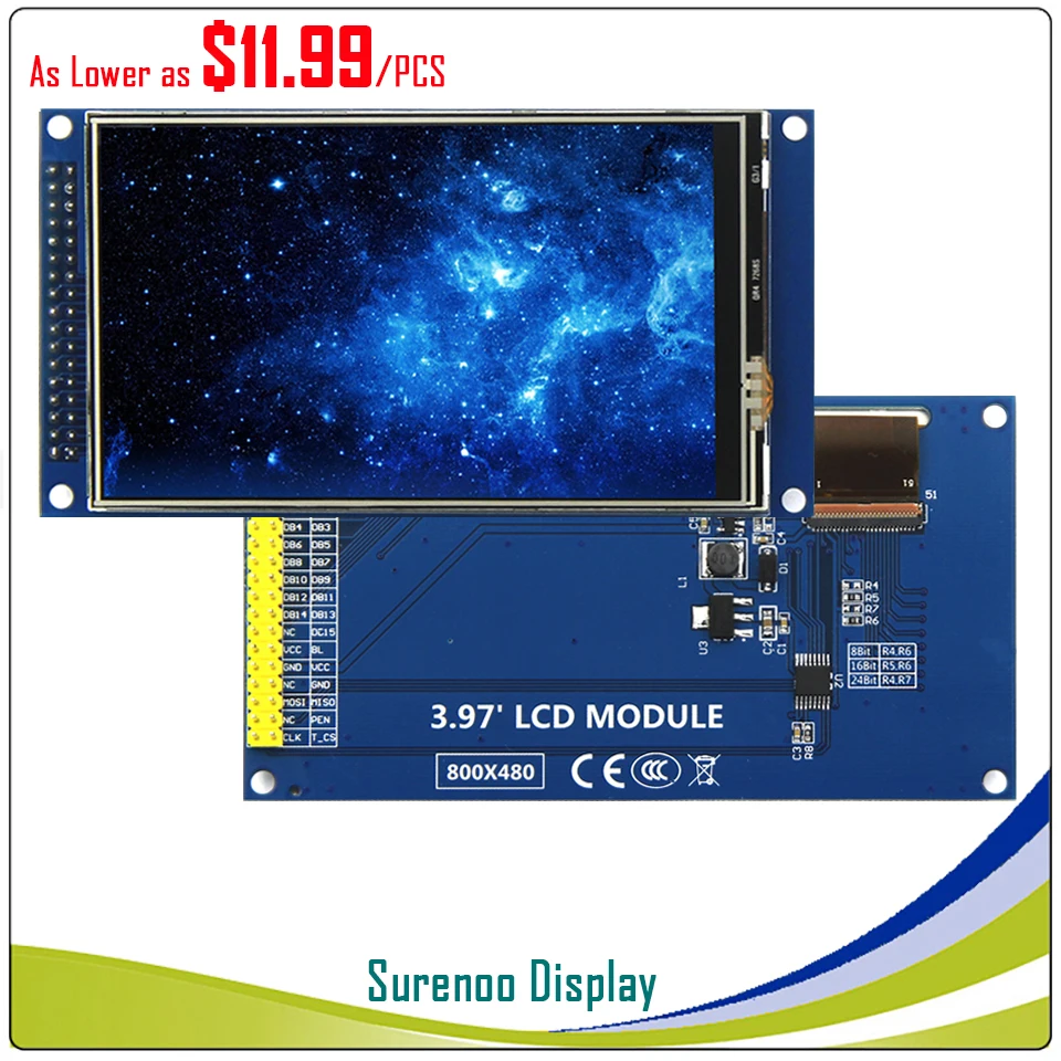 

3.97 / 4 inch 480(RGB)*800 16.7M HD IPS TFT LCD Module Display Screen with Touch Panel Driver IC OTM8009A