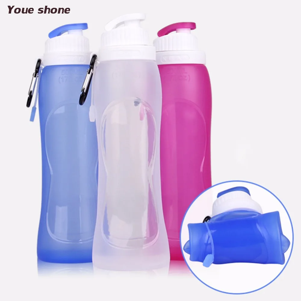 500ml Silicone Foldable Water Bottle BPA Free Collapsible Drinkware Travel Sport Camping Hiking Accessories | Дом и сад