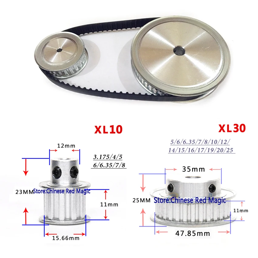 Шкив зубчатого ремня XL редуктор 2:1 30 зубьев 10 зубьев вала межосевое расстояние 100 мм аксессуары для гравировального станка-комплект зубчатой передачи