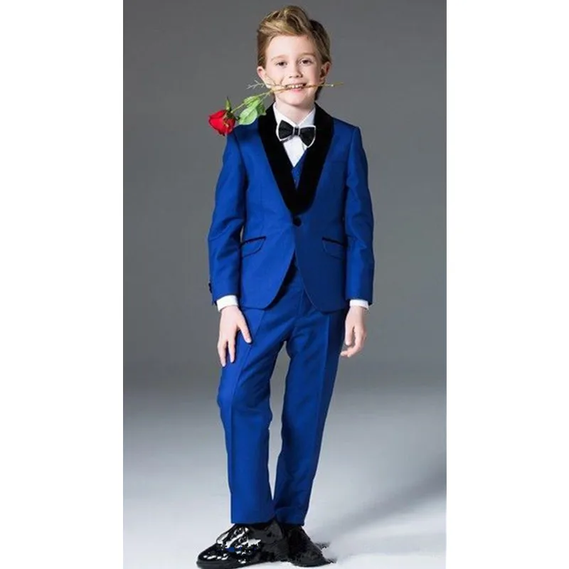 KUSON/королевский синий костюм для мальчиков на свадьбу, выпускной, деловой костюм для мальчиков, костюм для детей, Детский пиджак на одной пуговице(куртка+ штаны+ жилет