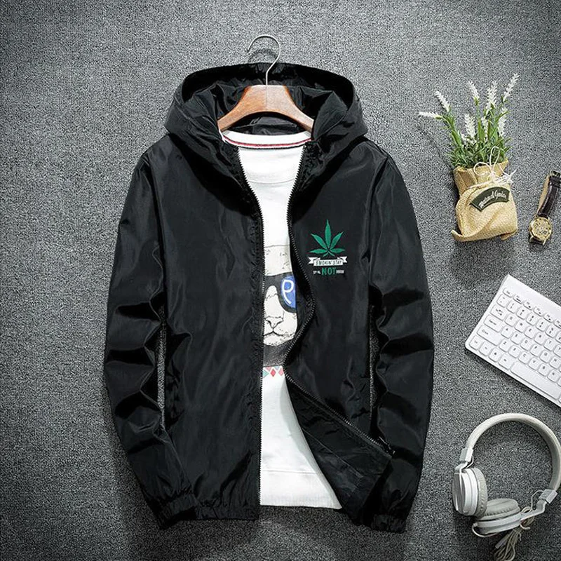 7XL رجل جاكت مزود بغطاء للرأس يتأهل الزهور القنب ورقة مطبوعة سترة الشارع الشهير منفذها أبلى الربيع الخريف رقيقة سترة واقية معطف