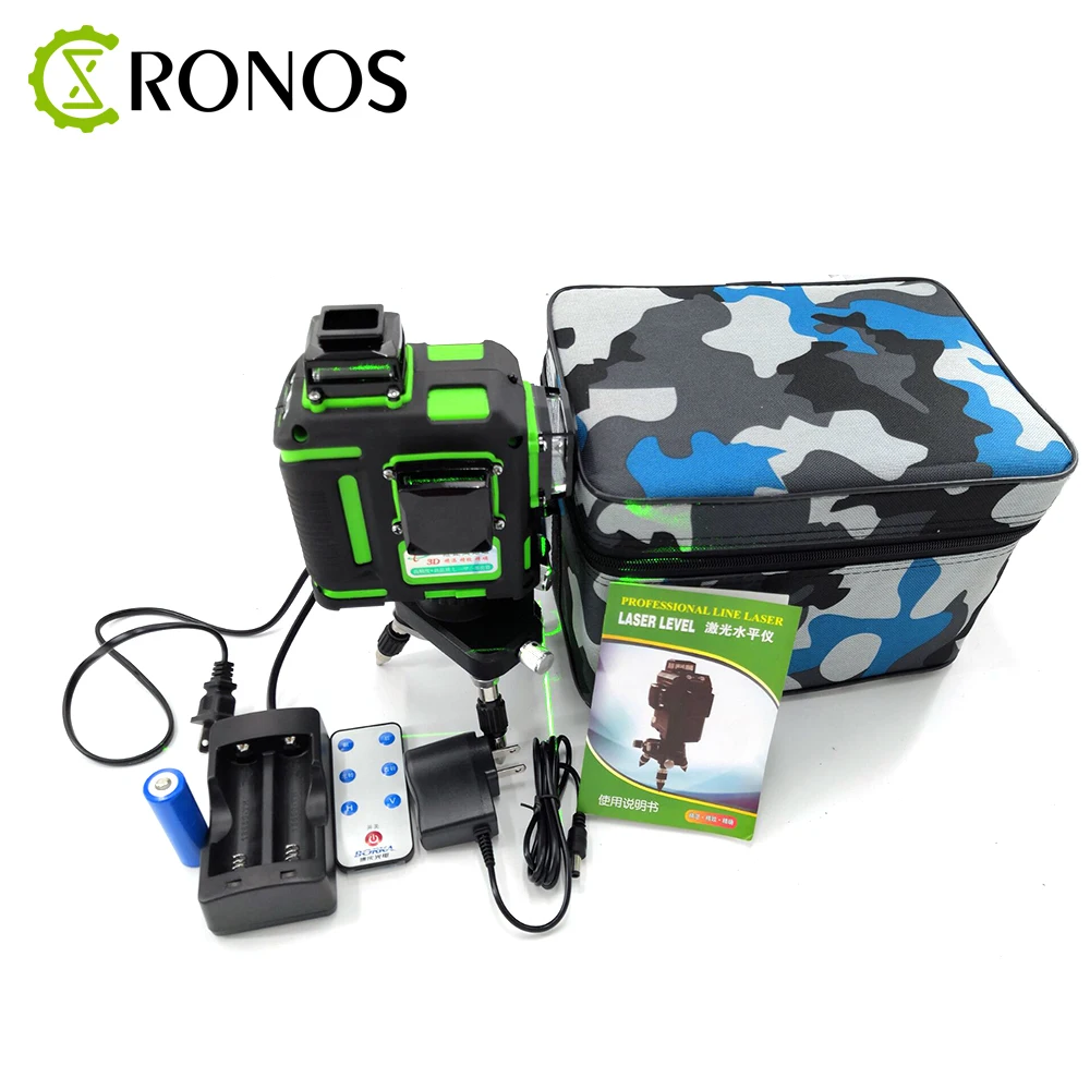 

3D 12Lines Green Laser Levels Self-Leveling 360 Horizontal And Vertical Cross Super Powerful Green Laser Remote Control