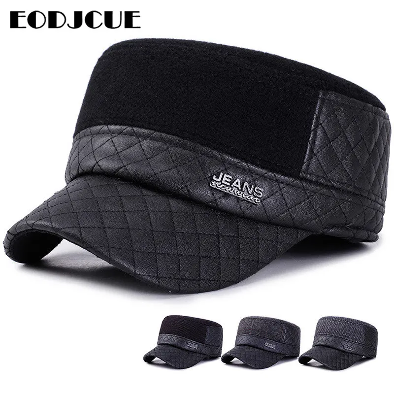 Зимние шапки оптом мужские Бейсбольные Кепки из искусственной кожи s бренд Snapback шляпа мужская шляпа Толстая теплая Бейсболка мужские gorras