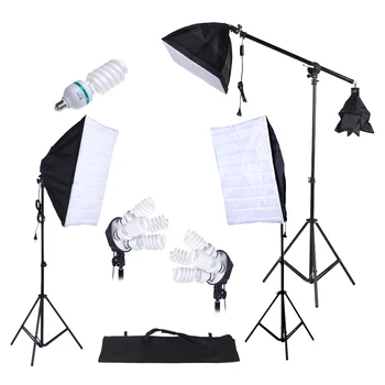 

Photography Studio Lighting Kit With 3pcs Softbox Tripod Stand 45W 135W Light Bulb Cantilever with Oxford Bag