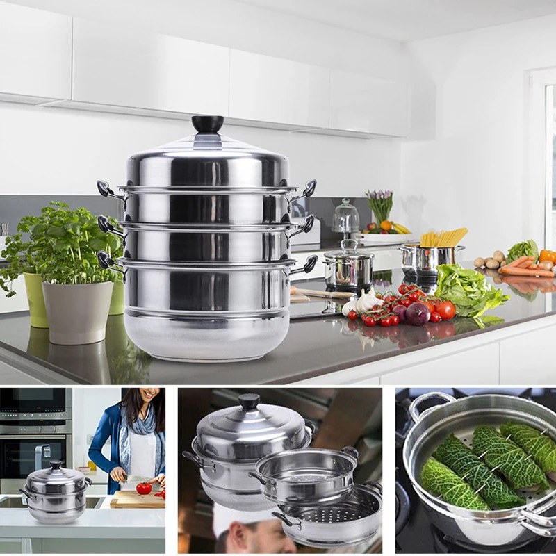 

Stainless Steel Steamer Induction Dim Sum Steam Steaming Pot Cookware For Home Kitchen Cooking Tools