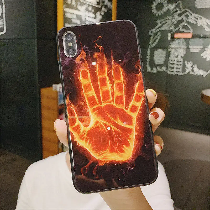 palm Модный стеклянный чехол-накладка для телефона Apple iPhone 7 7Plus 8 8 Plus X Max XR, Мягкий защитный чехол-бампер для телефона XS - Цвет: palm
