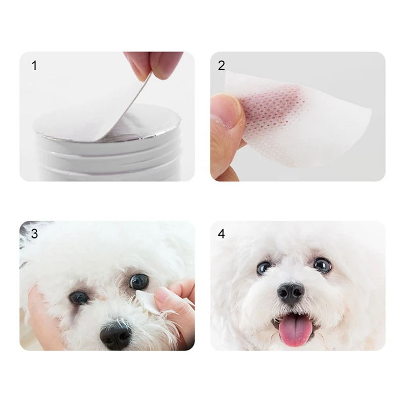 100 шт Круглые белые салфетки для домашних животных, средство для удаления пятен, для чистки собак, бумажные полотенца, не пугающие чистящие салфетки