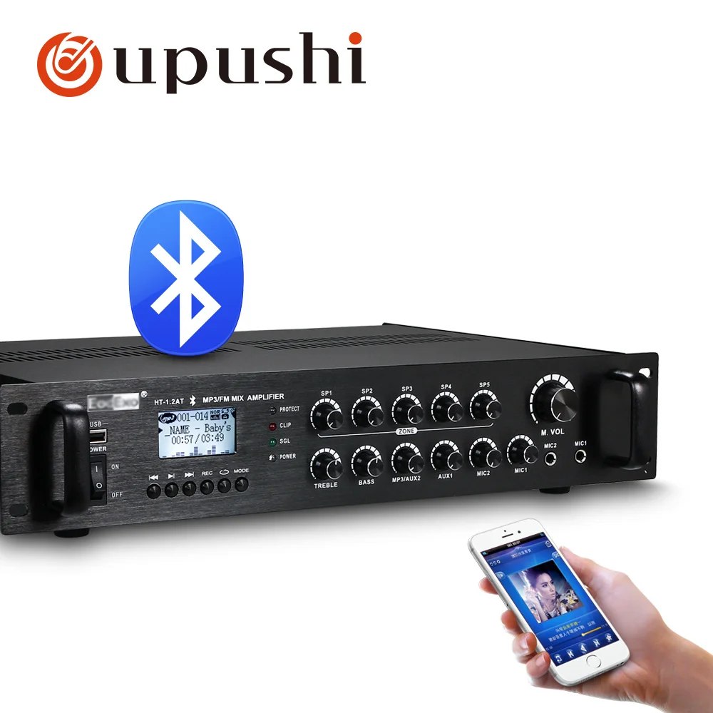 Oupushi HT-1.2AT и KS805 профессиональный фон музыкальная посылка 5 зон управления мобильный телефон Bluetooth соединение для магазинов