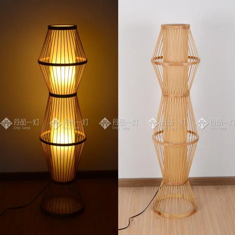 Kreatif ganda futon hijau lantai bambu Lampu meja lampu 