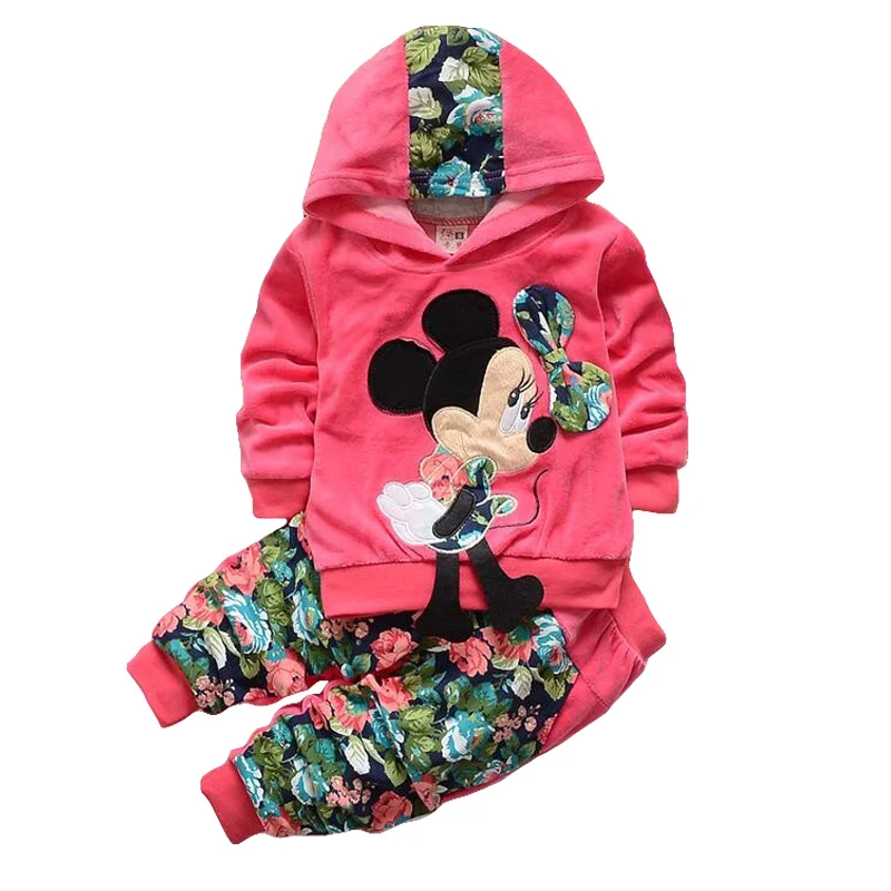 

Spring Minnie Cartoon Girls Clothing Set Casual Cotton Hooded Children's Clothes Set Full Sleeve Girls Hoodie Children's Wear