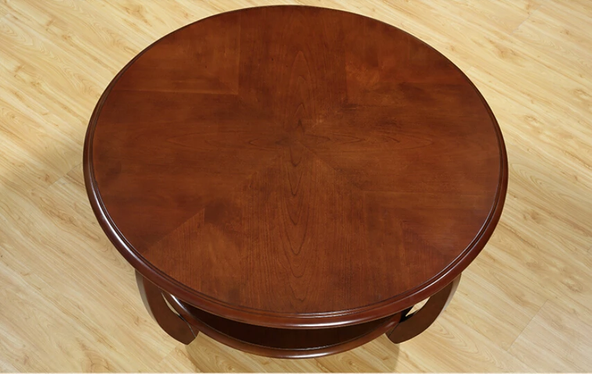 American round tea table. Contracted solid wood round tea table. Small family creative living room move round tea table