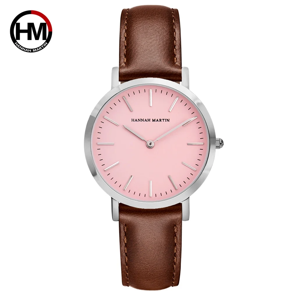 

Hannah Martin Casual Japan Quartz Women Watches Fashion Leather Bracelet Ladies Wristwatch Montre Femme Relogios Feminino Clock