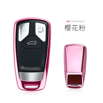 Чехол для автомобильного ключа, чехол из ТПУ, чехол для автомобильного ключа для AUDI A4 B9 Q5 Q7 TT TTS 8S, автомобильный БЕСКЛЮЧЕВОЙ пульт дистанционного управления - Название цвета: B-pink