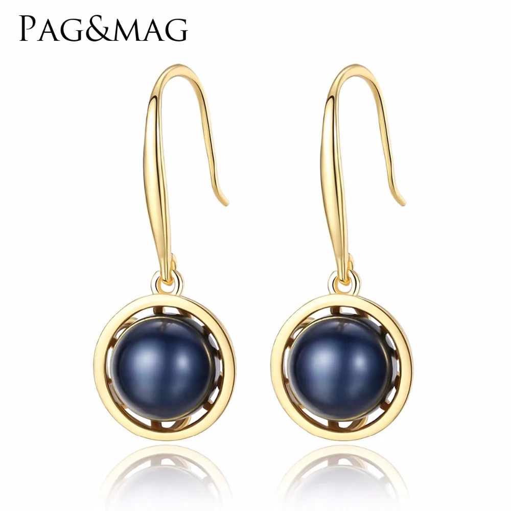 

PAG&MAG Brand New European Genuine Natural Freshwater Pearl 925 Silver Hook Dangle Earrings For Women Party Jewelry