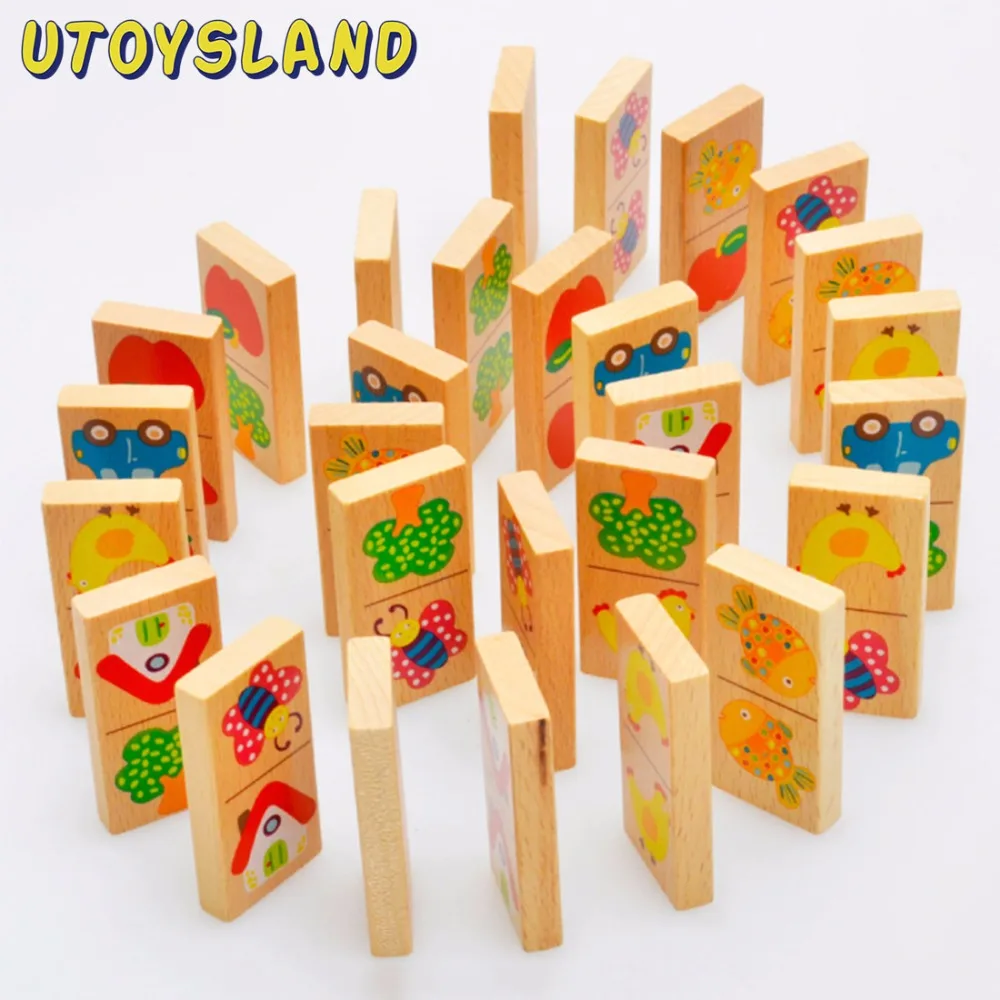 UTOYSLAND 28Pcs Animal Garden Wooden Domino Blocks Set Kids Play Intelligence Building Stacker Block Education Toys for Children blocks-wooden-toys : image UTOYSLAND 28Pcs Animal Garden Wooden Domino Blocks Set Kids Play Intelligence Building Stacker Block Education Toys for Children blocks-wooden-toys