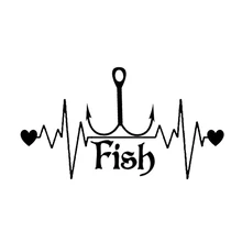 13.6cm*7.5cm Fishing Hook Heartbeat Lifeline Stickers Decals Motorcycle Vinyl S4-0126