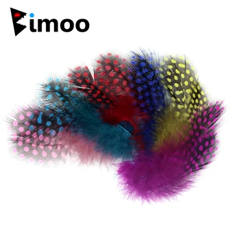 

Bimoo 50pcs/Pack Colored Guinea Feather for Fly Tying Dotted Hackle Collars Tailing Wingcases and Cheeks Tube Fly Tying Material