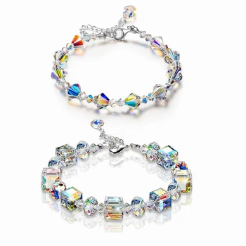 

Women's Rings Exquisite Aurora Square Geometric Polygon Beads Crystal Bracelet Women's Tennis Bracelet Charm Jewelry Accessories