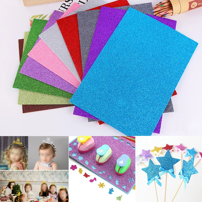

10pcs Glitter EVA Foam Paper Sheet Sponge Soft Touch Arts Crafts Kids DIY A4