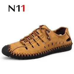 N11 бренд горячей продажи взрывы 2018 Летние удобные повседневная мужская обувь качество сплит обувь мужская обувь на плоской подошве