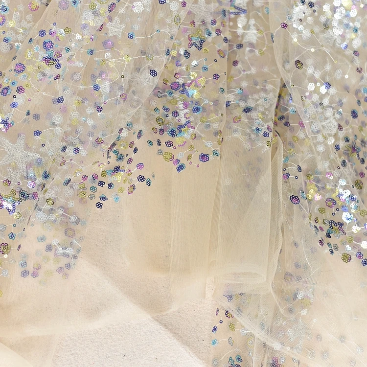Ткань с лазерной вышивкой и блестками, кружевная ткань для свадебного платья, фатиновая юбка, материал ткани для лоскутного шитья, kumas telas por metros