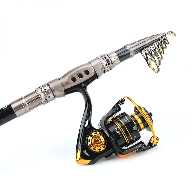 2.1 m تلسكوبي إغراء البحر الصيد رود كومبو مع 3000 الغزل المعدنية الصيد بكرة و مقبض الصيد معالجة حقيبة التخزين