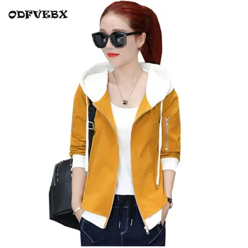 

Spring short jacket female thin section 2020 spring new large size wild Long sleeve hooded casual coat Women's clothing ODFVEBX