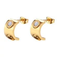 Инкрустированный двойной круг римские цифры черные и белые раковины половина круглая серьга для женщин Красивые Ювелирные серьги