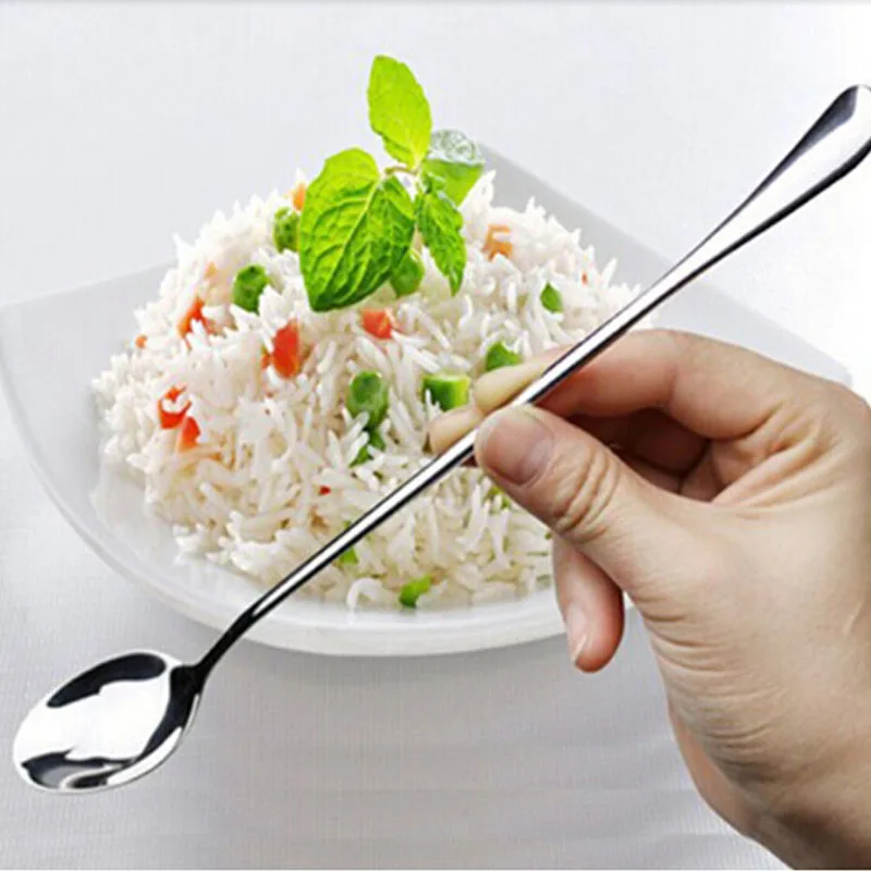 

Long Handle Ice Cream Tea Coffee Dessert Spoons Handled Stainless Steel Spoons Flatware Kitchen Accessories Dropship Hot Sale