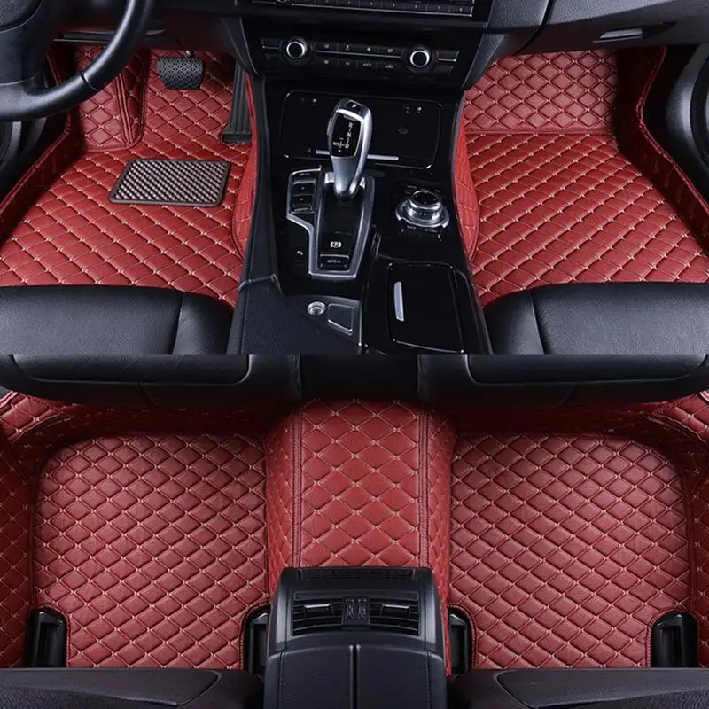 Леворульных автомобилей, автомобильные коврики для Ford Mustang 2011 2012 2013 авто Интерьер кожаный коврик для ног коврик для багажника авто аксессуары для авто-Стайлинг - Название цвета: Wine Red