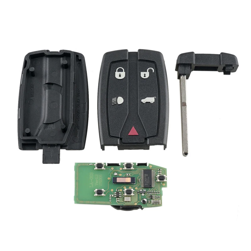 

Dzanken 5 Buttons Remote Car Key 433MHZ for Land Rover Freelander 2 2007-2015& Transponder Chip& Uncut Blade