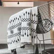 130X160 см Новое вязаное одеяло с геометрическим узором одеяло мягкое Хлопковое полотенце черный и белый диван крышка Лето домашнего использования FG813