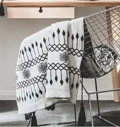 130x160 см новые трикотажные Геометрия Одеяло хлопок мягким полотенцем черный и белый диван крышка летом домашнего использования оптовая