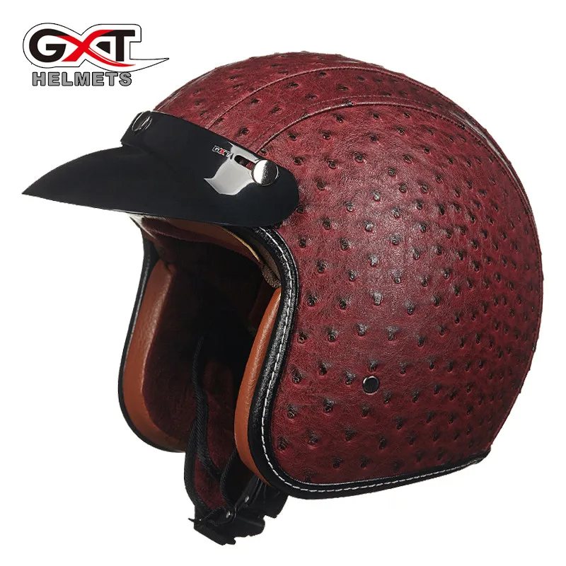 GXT шлем capacete 3/4 с открытым лицом Ретро мото rcycle Шлем de moto cicleta винтажные реактивный пилот мото шлемы - Цвет: red