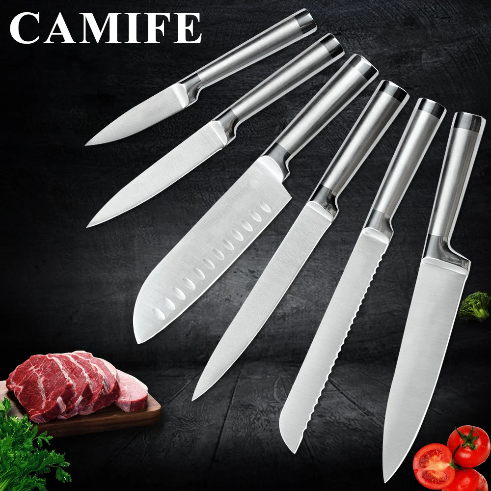 

Stainless Steel Knife Kitchen Knife Set Accessories Fruit Paring Utility Santoku Chef Slicing Bread Japanese Kitchen Knife Set