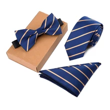 RBOCOTT мужской галстук набор галстук носовой платок и галстук-бабочка 6 см тонкий галстук одноцветные Узкие галстуки для Свадьба в горошек Полосатый галстук 3 шт. без коробки