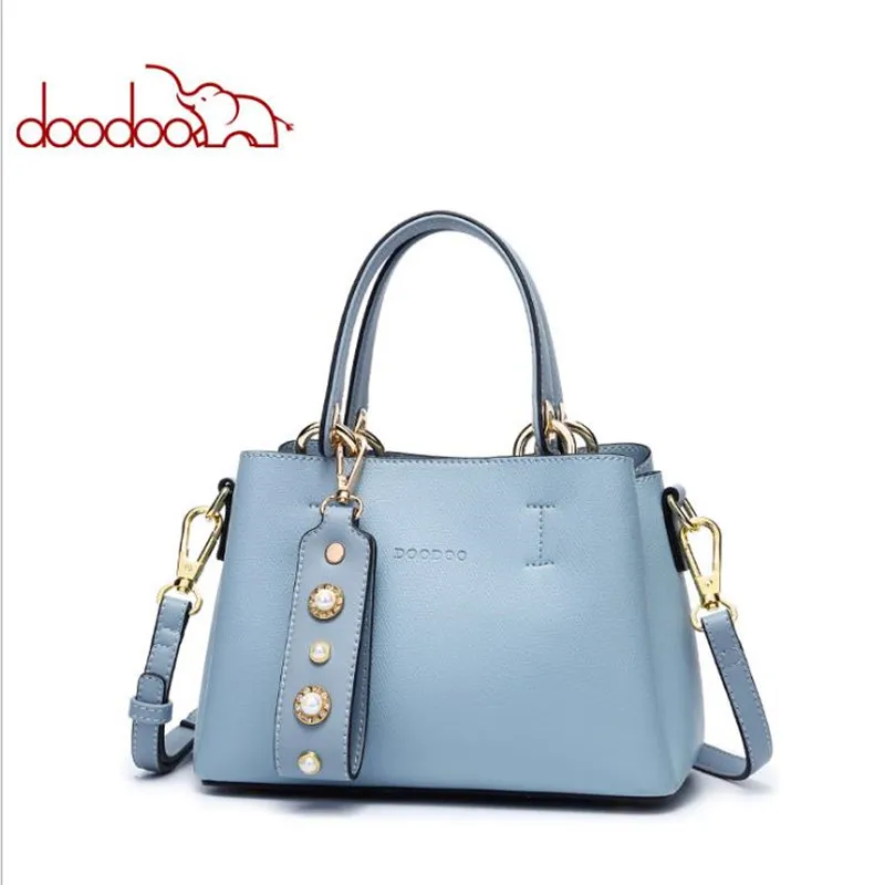 

DOODOO 2018 New European and American fashion simple female handbag casual wild Messenger bag PU popular female bag d1008