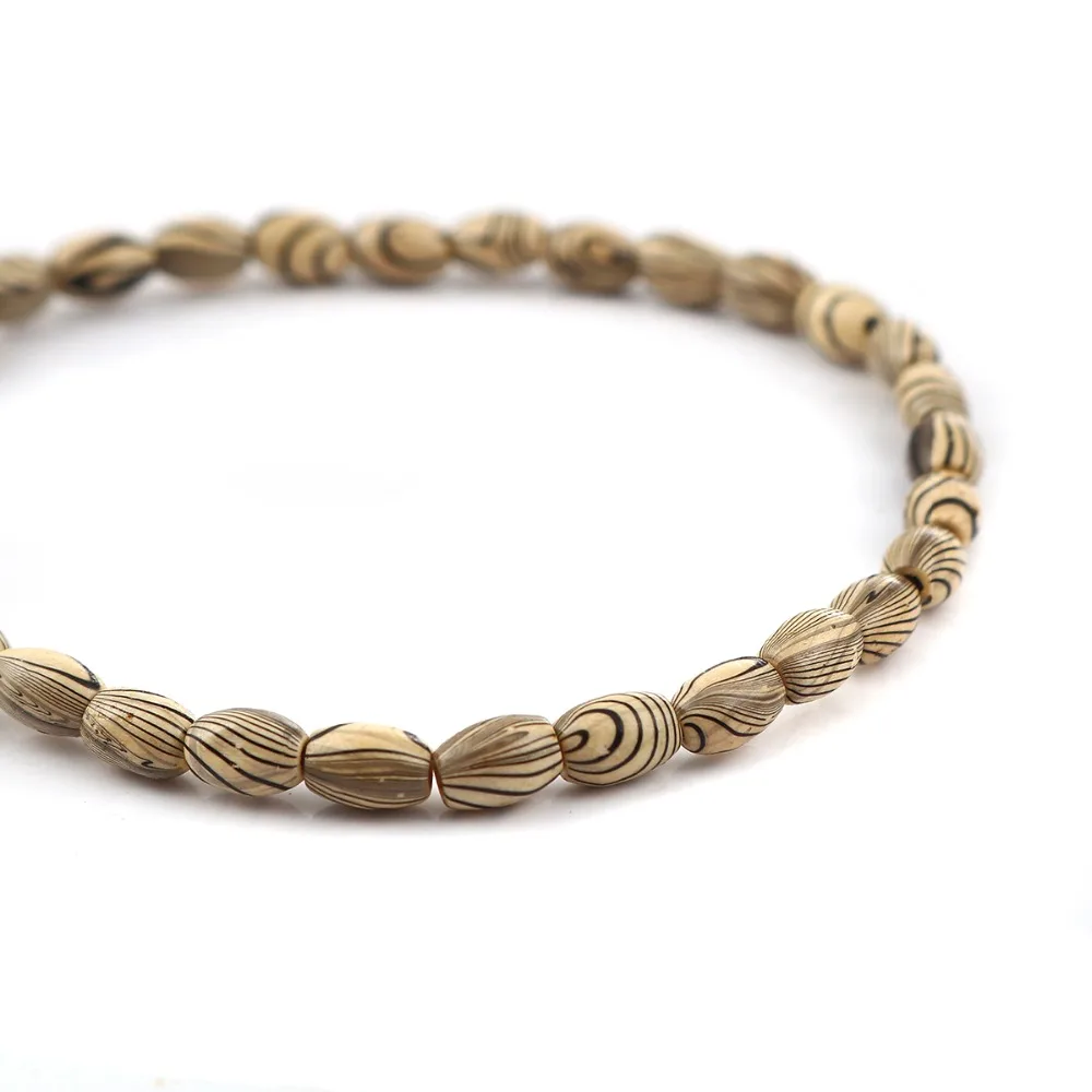 DoreenBeads модные деревянные разделительные Бусины овальные черные полоски 8 мм x 6 5