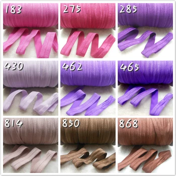 

5/8'' 16mm/1.5cm 50 Yards/Roll Solid Plain Purple Brown Color Fold Over Elastic Headbands Hair Tie Ponytail 52 Colors In Stock