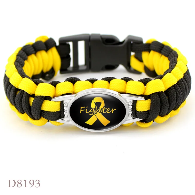 

Childhood Cancer Awareness Ribbon Yellow Fighter Ribbon Military Parachute 550 Cord Wristband Unisex Survival Paracord Bracelets