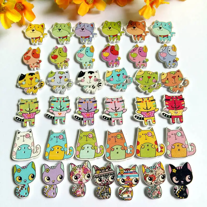 

120Pcs/lot Cartoon Fashion Fancy Bulk Mixed Wooden Button Sewing Accessories Decorative Buttons Handmade Scrapbooking Craft DIY