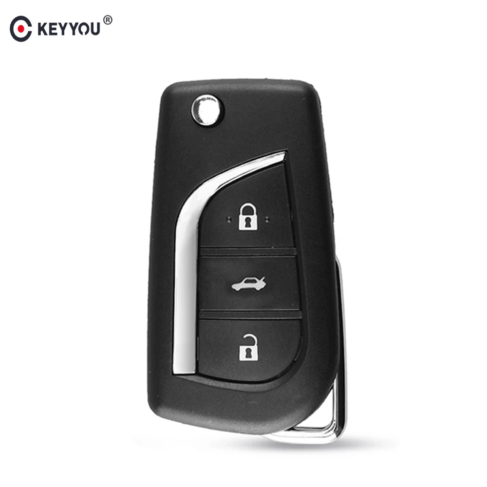 

KEYYOU 10X 3 Button Uncut TOY43 Blade Flip Folding Car Remote Key Shell Case For Toyota Camry Corolla RVA4 Reiz Highlander 2014