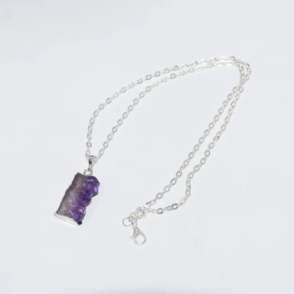 Женское колье с подвеской из драгоценного камня длинная прямоугольная цепочка