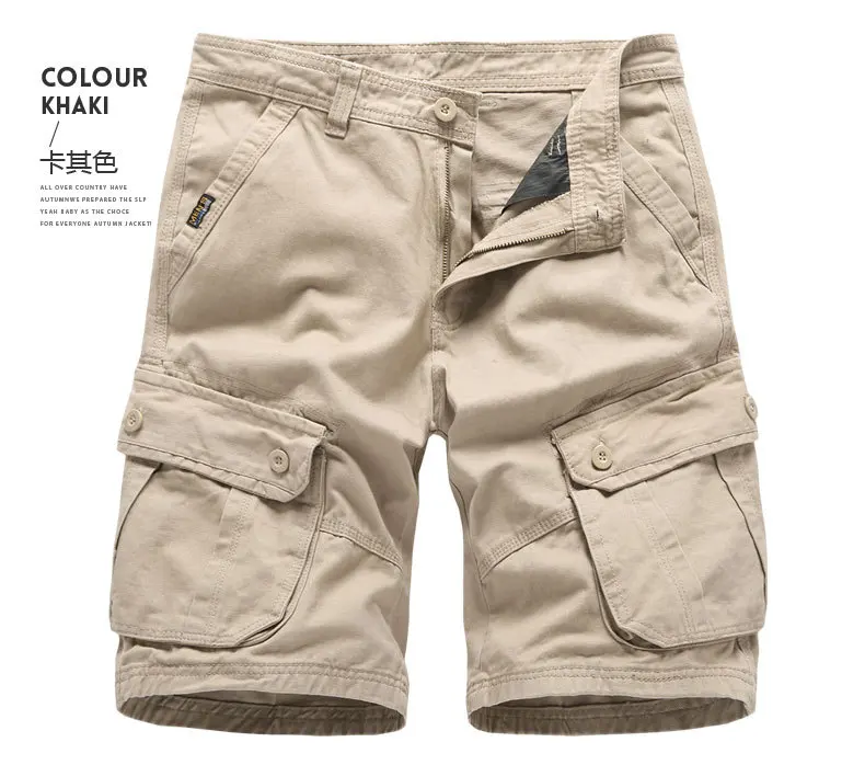 Gopune Mens 3/4 Cargo Shorts Pockets Cotton Combat Long Short Trousers Pants Casual Summer Military Elasticated Waist 