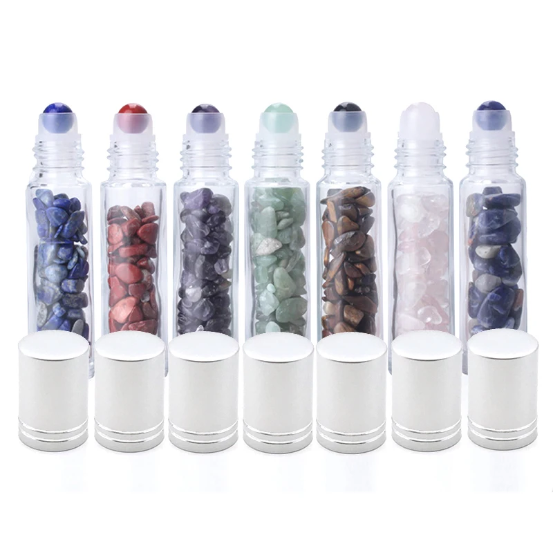 10pcs Natural Gemstone Roller Ball Bottle 10ml Essential Oil Roll On