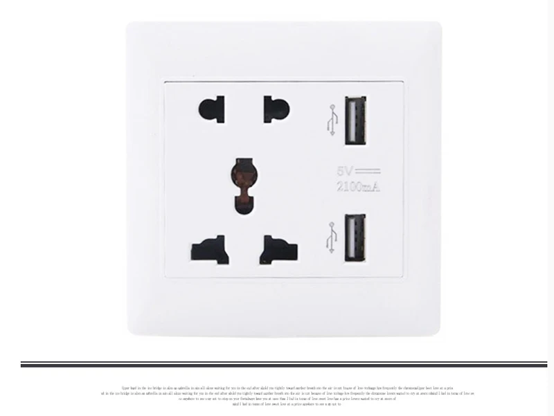 BSEED Home Universal Wall Socket Dual 2 USB Plug Switch Power Supply Plate 2100MA Charger Electric Socket Outlet Adapter Cable