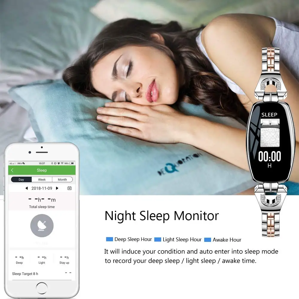 Смарт часы на Android женские модные с функцией мониторинга сердечного ритма и сна