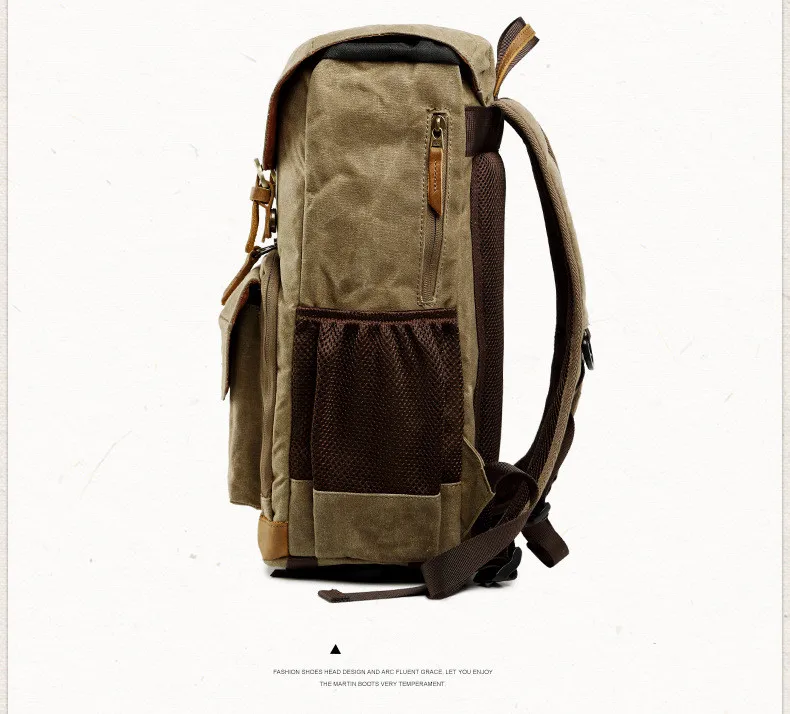 Side Display of Waterproof Canvas Camera Bag