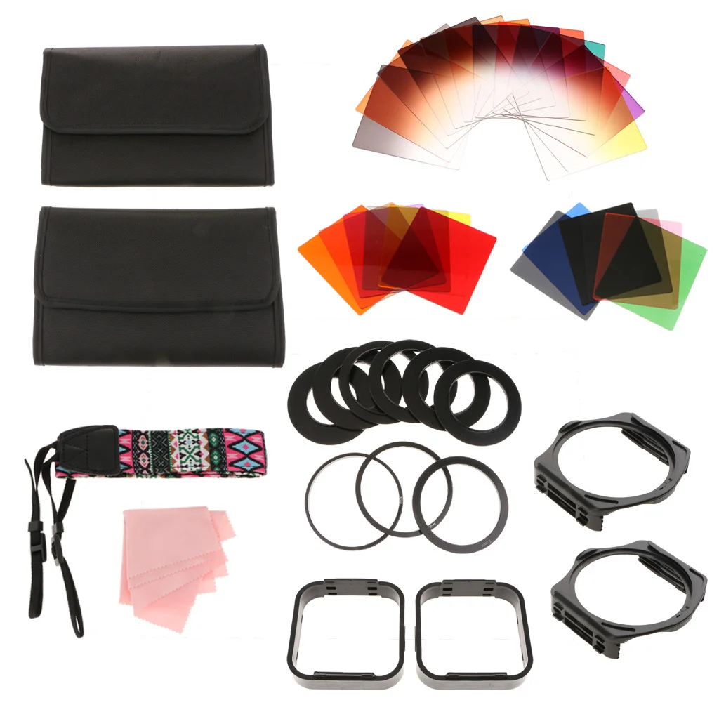 38 in 1 Graduated 24 Color Filter Sets Filters Lens Kit with 2 Filter Holder